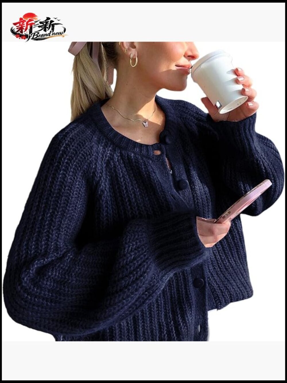 Button Down Long Sleeve Chunky Cardigan Womens Soft Knit Fall Open Front